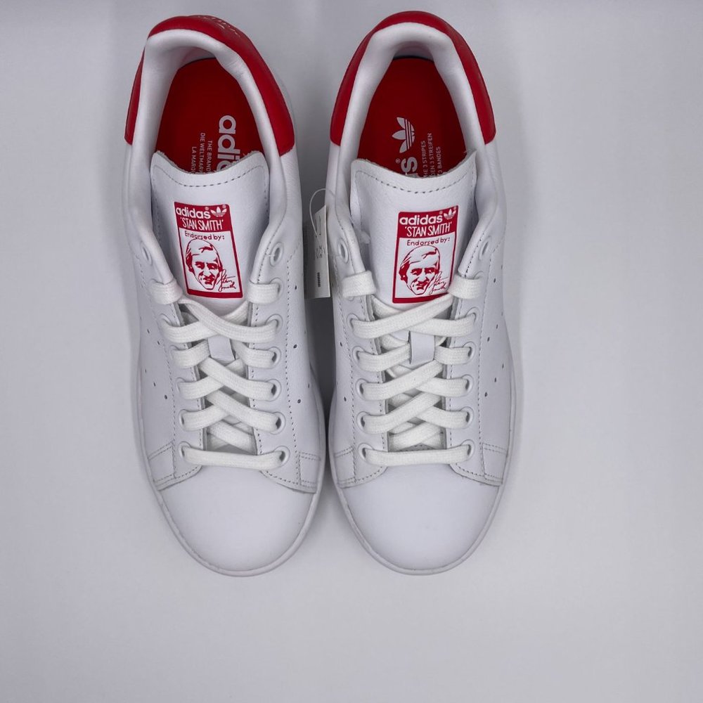 adidas Stan Smith White/ Red Womens Shoes - Picture 5 of 8
